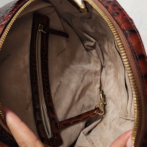 Brahmin Lane Crossbody Bag In Peacan Melbourne Croc Embossed Leather - Picture 9 of 15